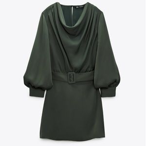 ZARA BELTED FLUID NECKLINE DRESS